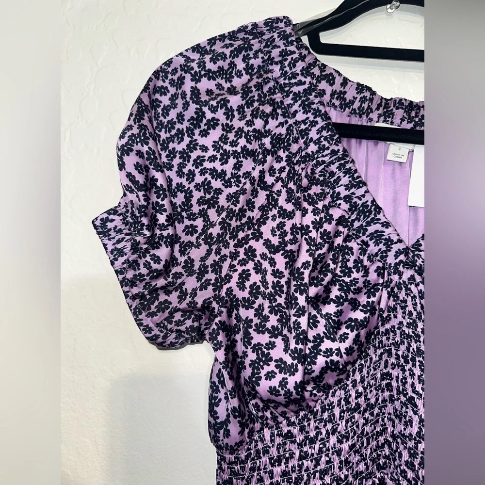 Elegant Purple Animal Print Midi Dress - Picture 3 of 5
